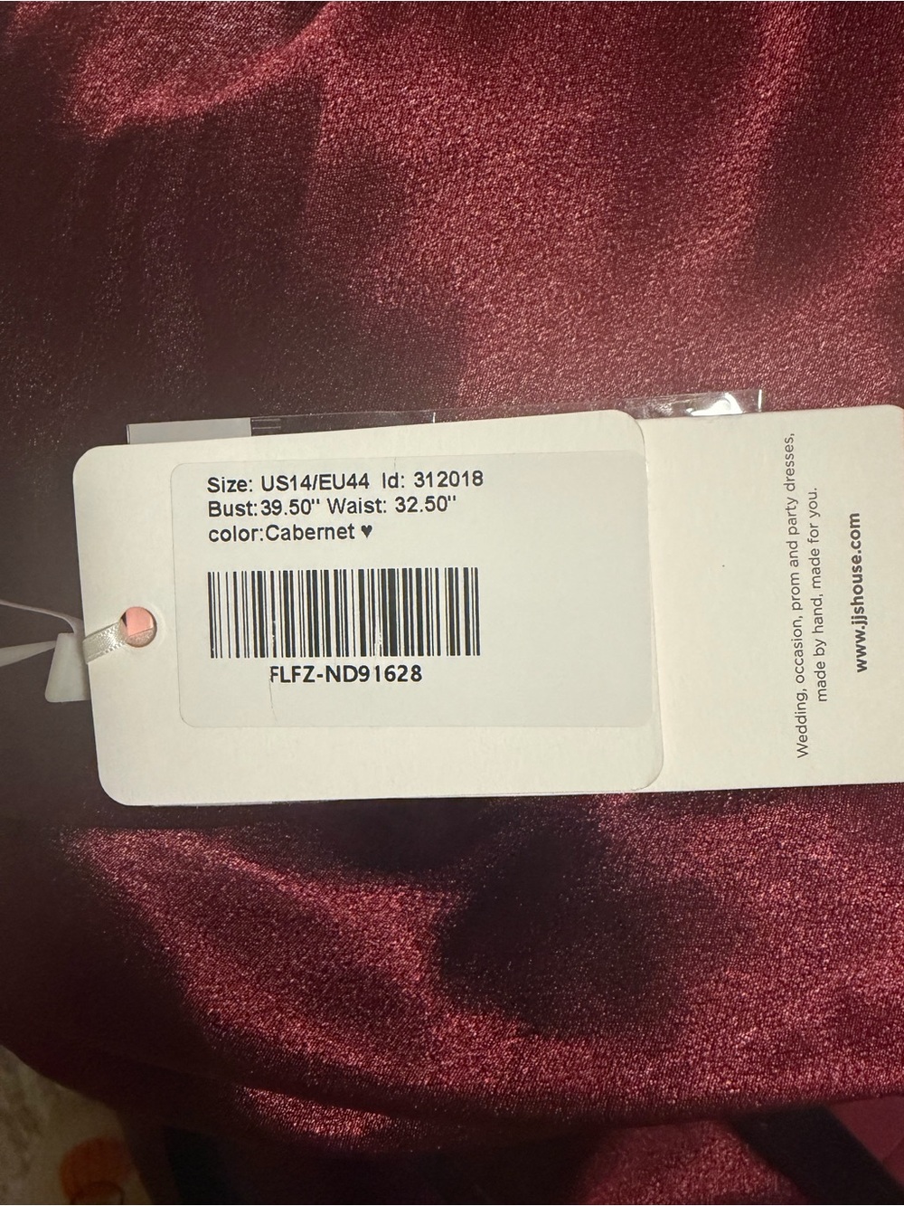 JJ’s House Burgundy One-Shoulder Satin Maxi Dress – New With Tags - Picture 2 of 3
